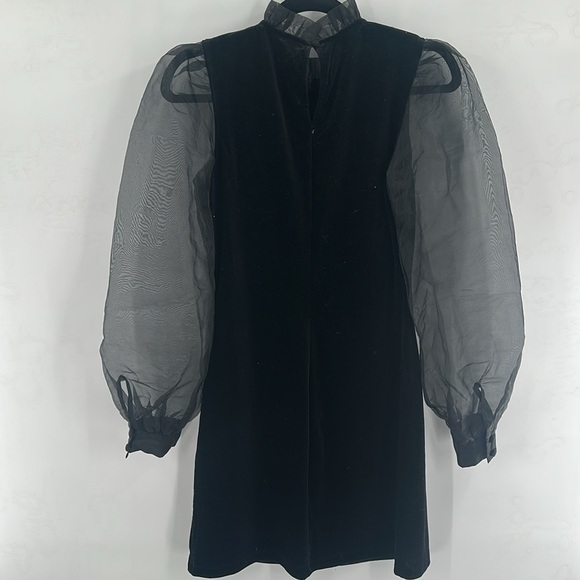 &‎ Other Stories Velvet Mini Dress with Organza Sleeves in Black Small - Picture 7 of 8